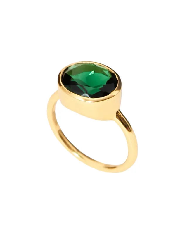 Oval Chunky Ring Emerald Green sold by The Jewelry Edit