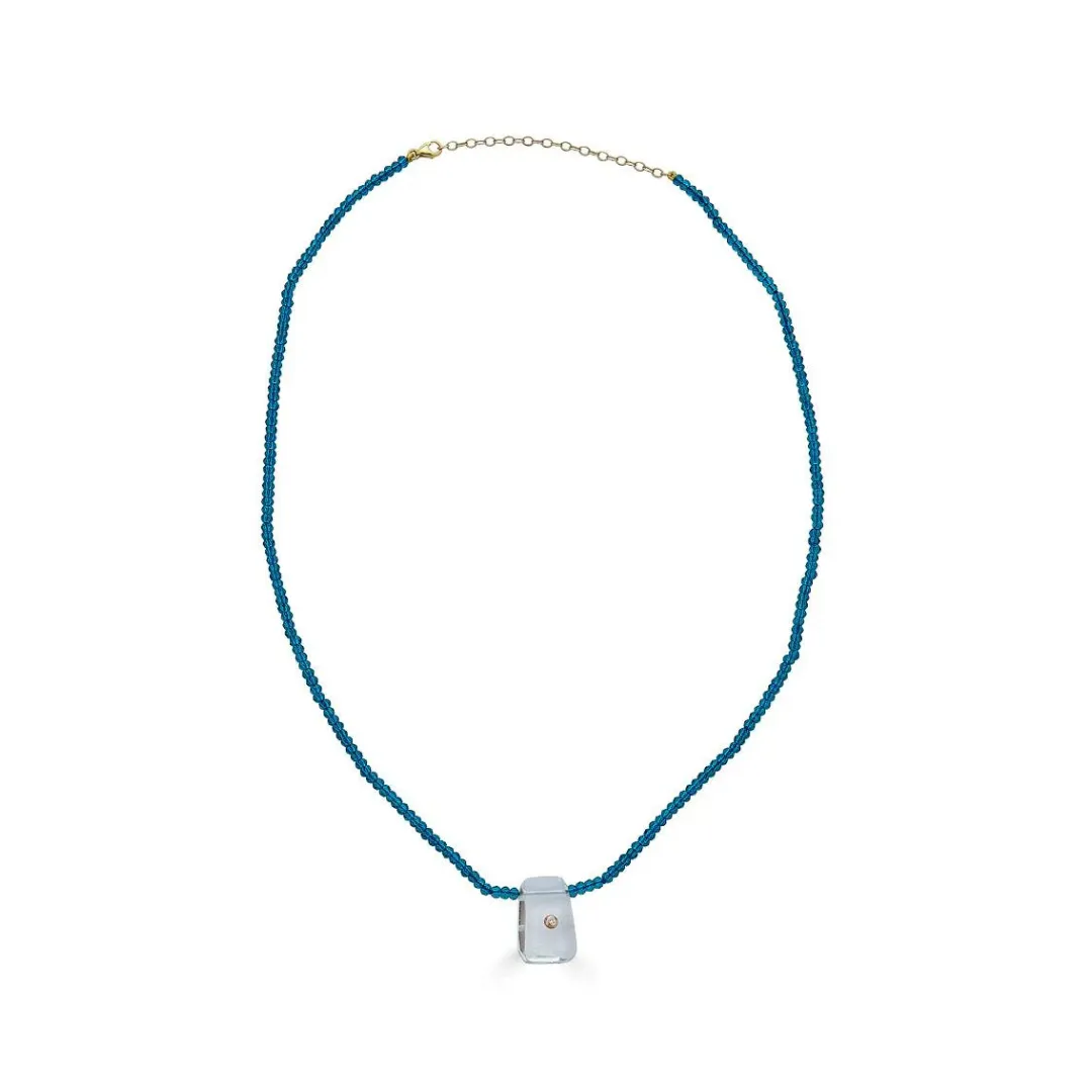 Imani Necklace in Apatite Beads sold by The Jewelry Edit