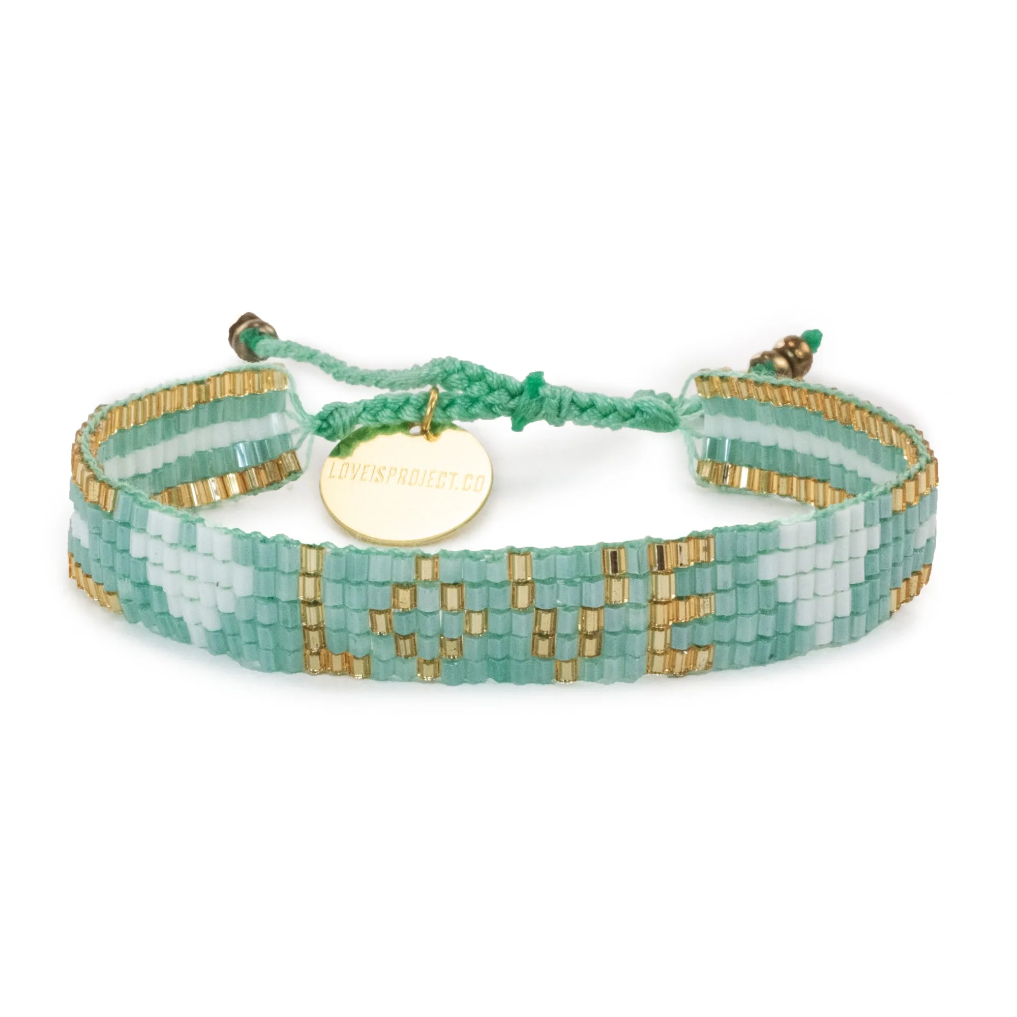 Seed Bead Love Bracelet Mint sold by The Jewelry Edit