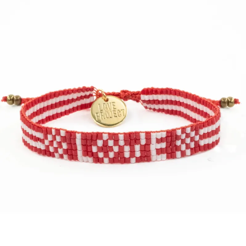 Seed Bead Love Bracelet Red sold by The Jewelry Edit