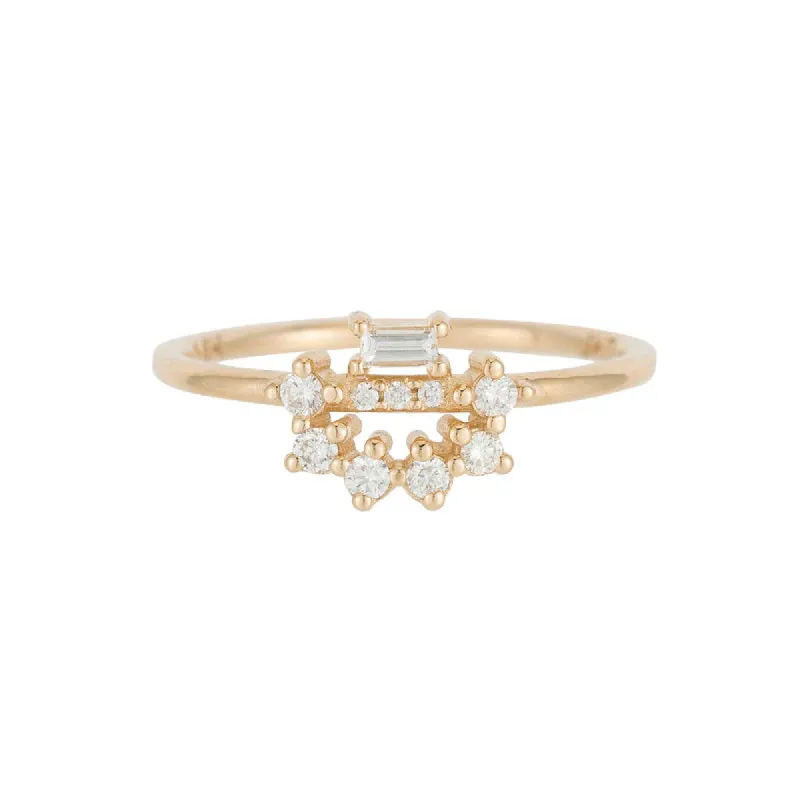 White Diamond Baguette Arch Ring sold by The Jewelry Edit