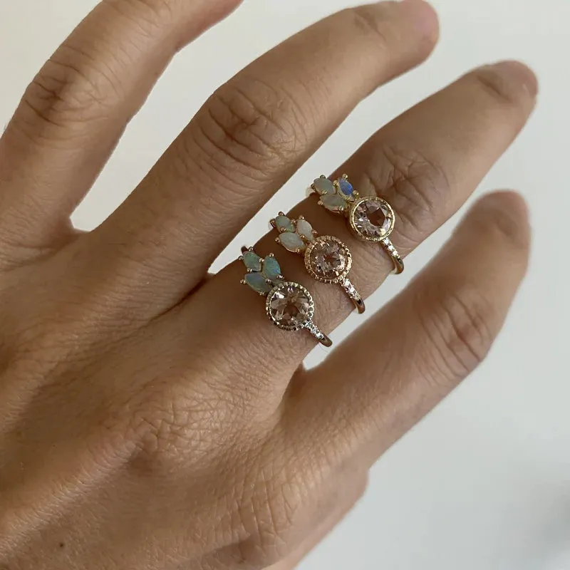 Morganite Opal Leaf Ring sold by The Jewelry Edit product image thumbnail 2