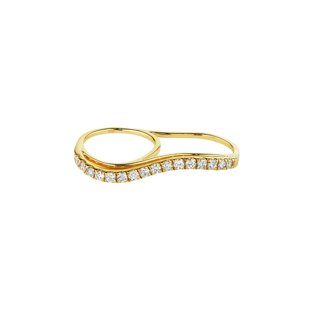Diamond Double Finger Wavy Ring sold by The Jewelry Edit