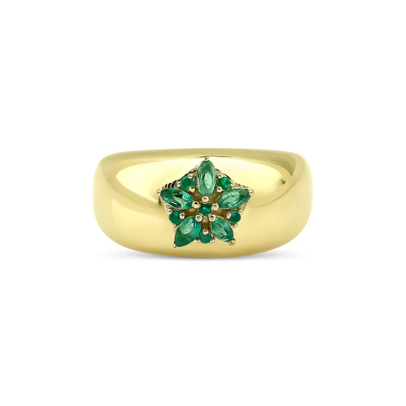 Fleur Sparkle Emerald Ring sold by The Jewelry Edit