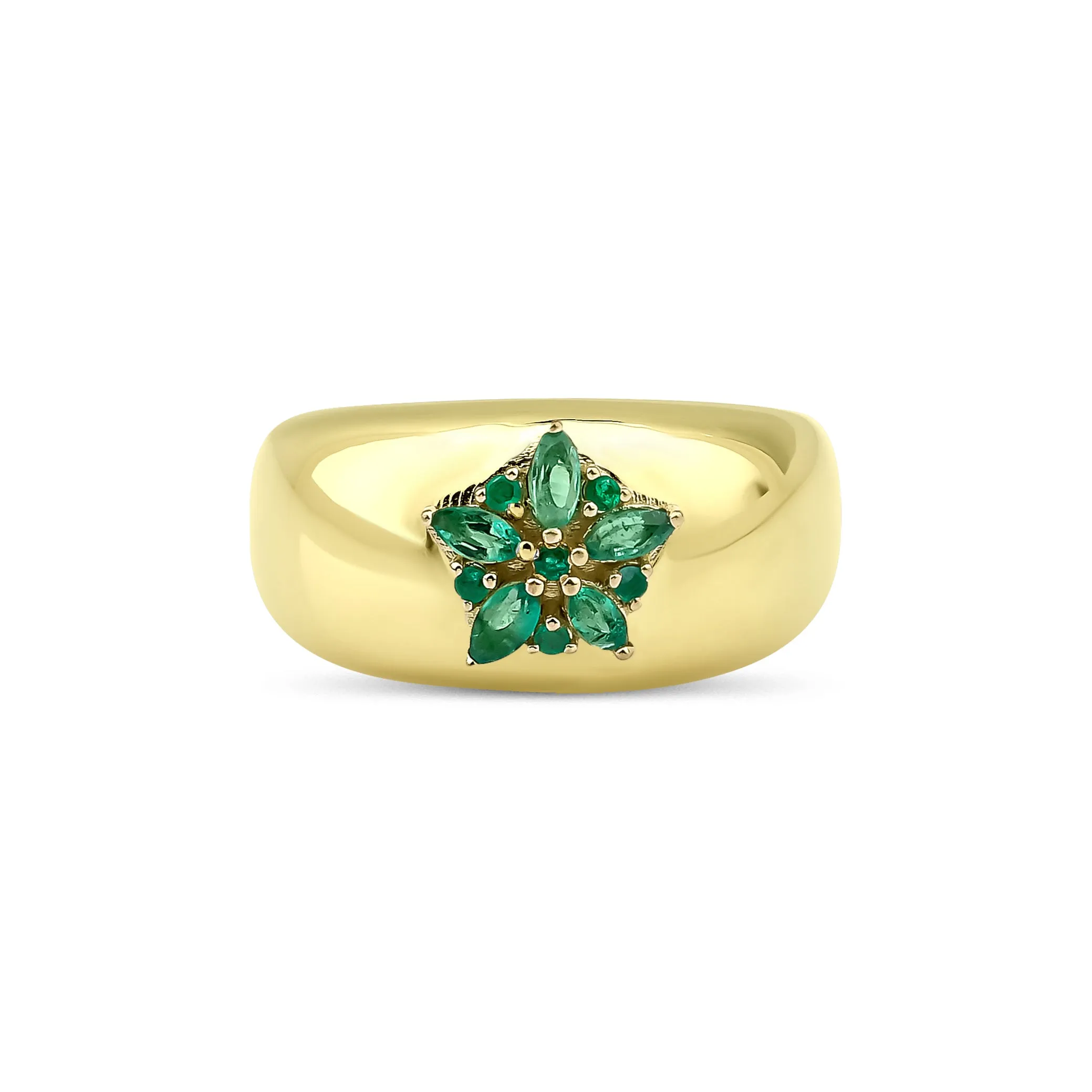 Fleur Sparkle Emerald Ring sold by The Jewelry Edit