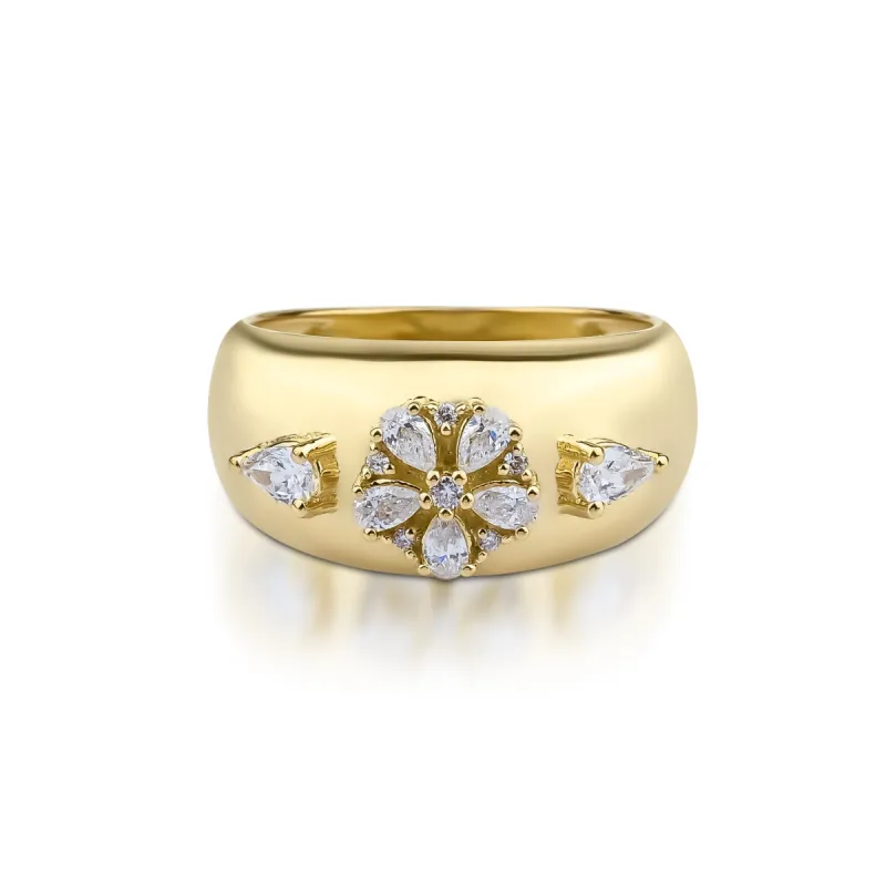 Fleur Ring Diamond Bombe sold by The Jewelry Edit