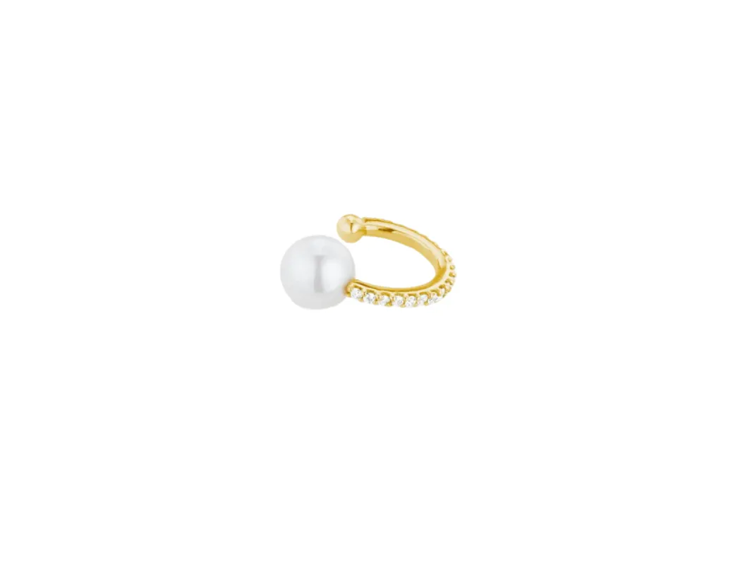 Pearl and Ball Ear Cuff sold by The Jewelry Edit