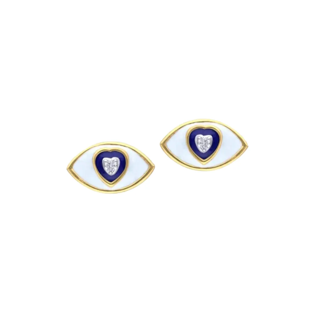 Navy Blue Enamel Eye Mini Earrings sold by The Jewelry Edit