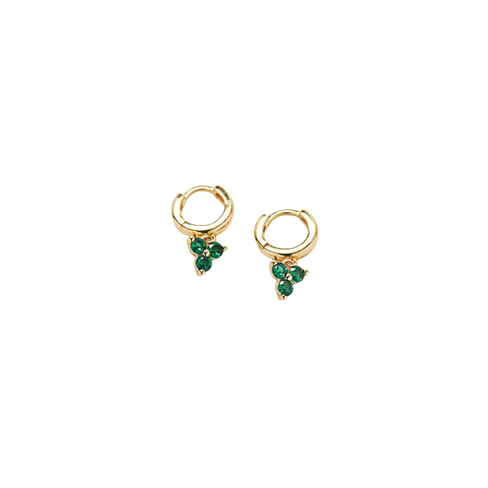Green Pave Geometric Huggie Earrings sold by The Jewelry Edit