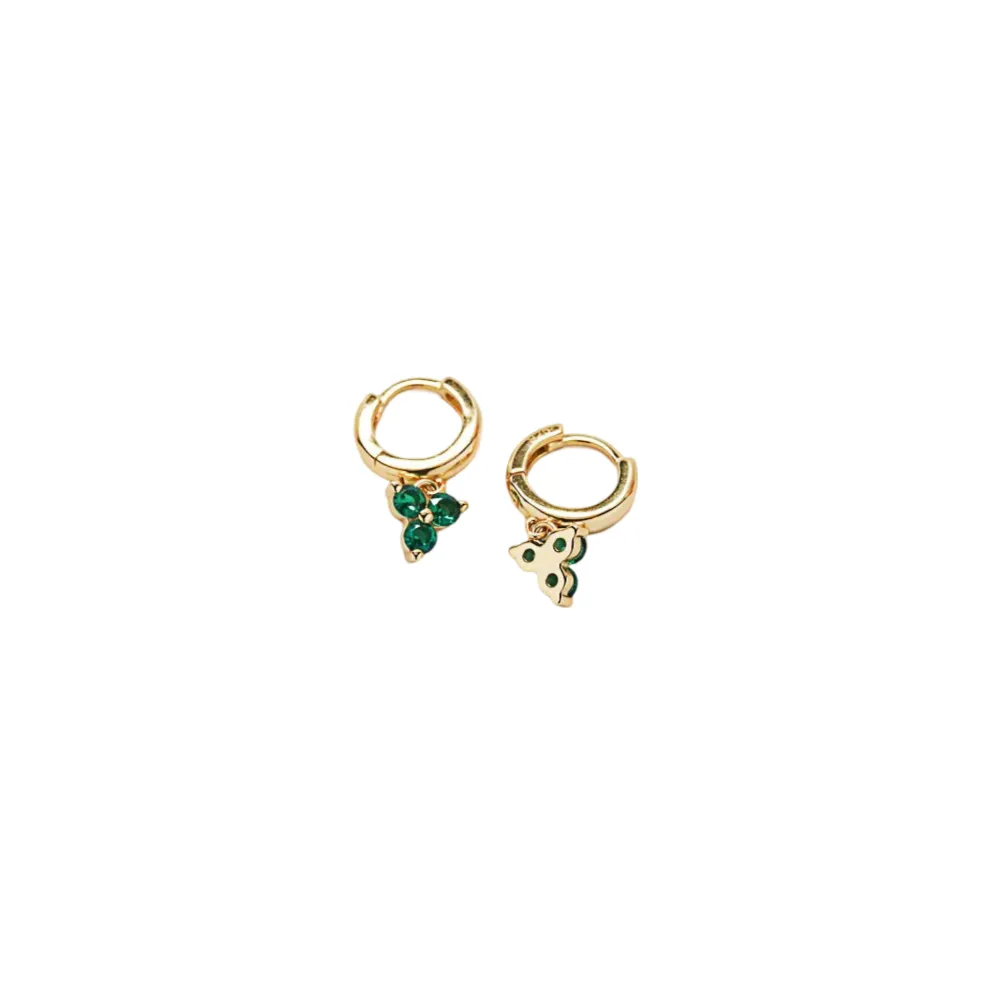 Green Pave Geometric Huggie Earrings sold by The Jewelry Edit product image thumbnail 2
