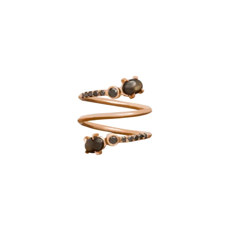 Twist Ring Black Star Sapphire And Black Diamond sold by The Jewelry Edit