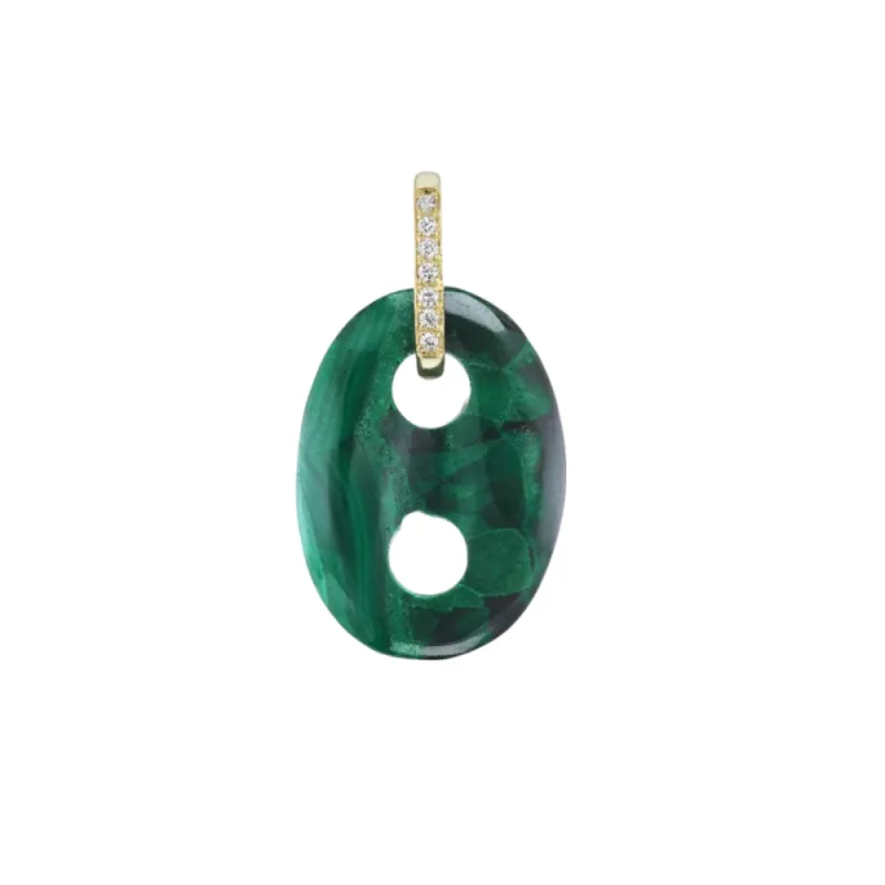 Malachite and Diamond Mariner Link Charm sold by The Jewelry Edit