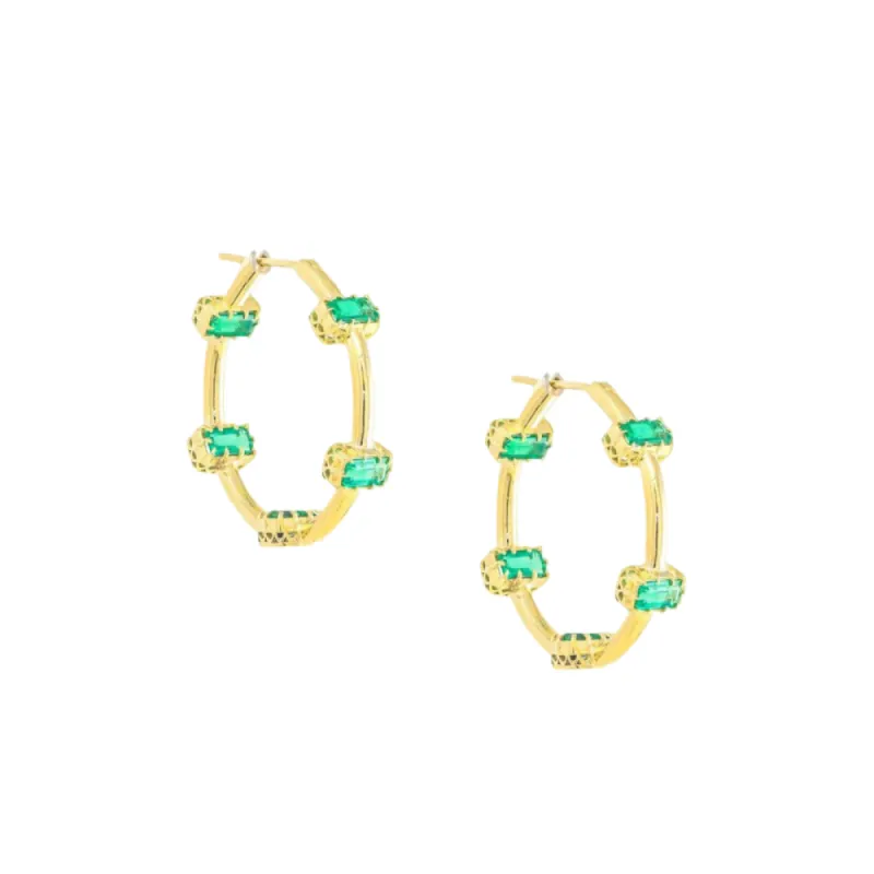 Emerald Ferris Wheel Hoops sold by The Jewelry Edit