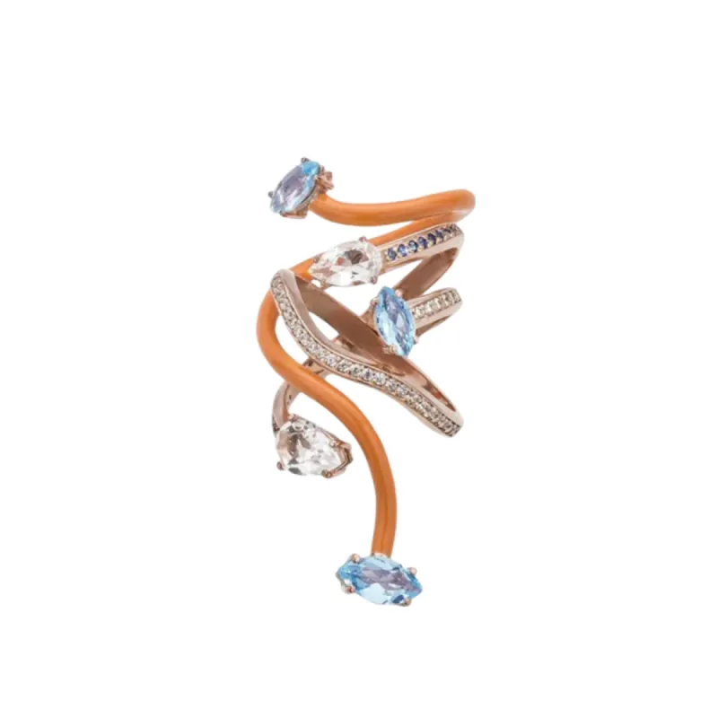 VINE WRAPPED COCKTAIL RING IN ORANGE sold by The Jewelry Edit