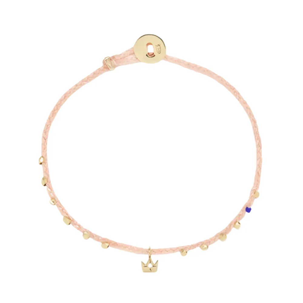 Easygoing Diamond Crown Charm Bracelet in Coral sold by The Jewelry Edit