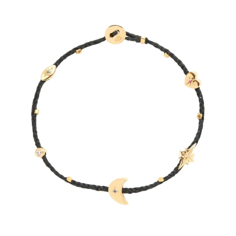 Celestial Charm Bracelet in Black sold by The Jewelry Edit
