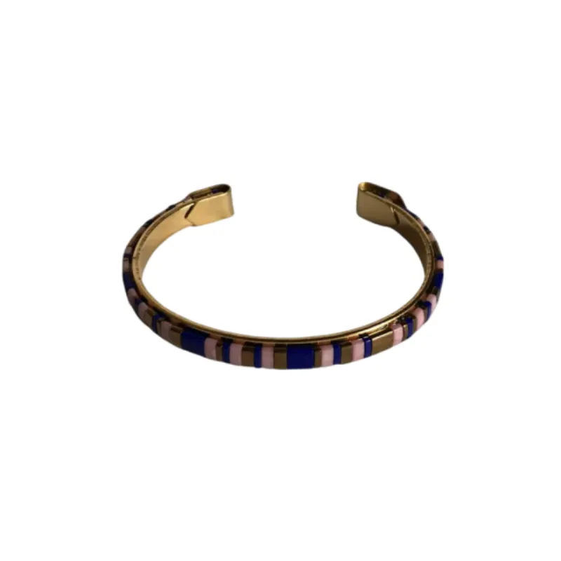 Navy and Pink Glass Cuff sold by The Jewelry Edit