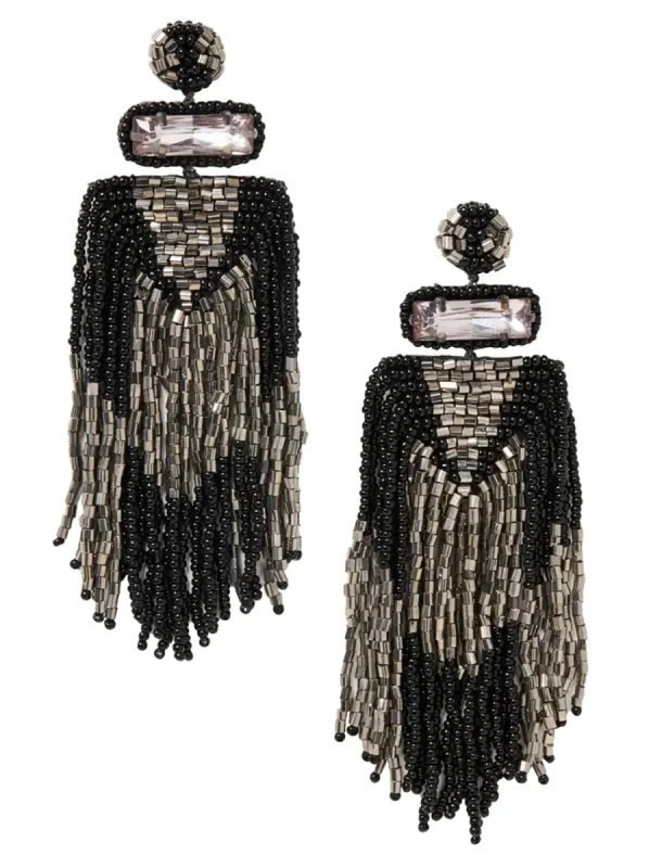 Jody Earrings Black and Silver sold by The Jewelry Edit