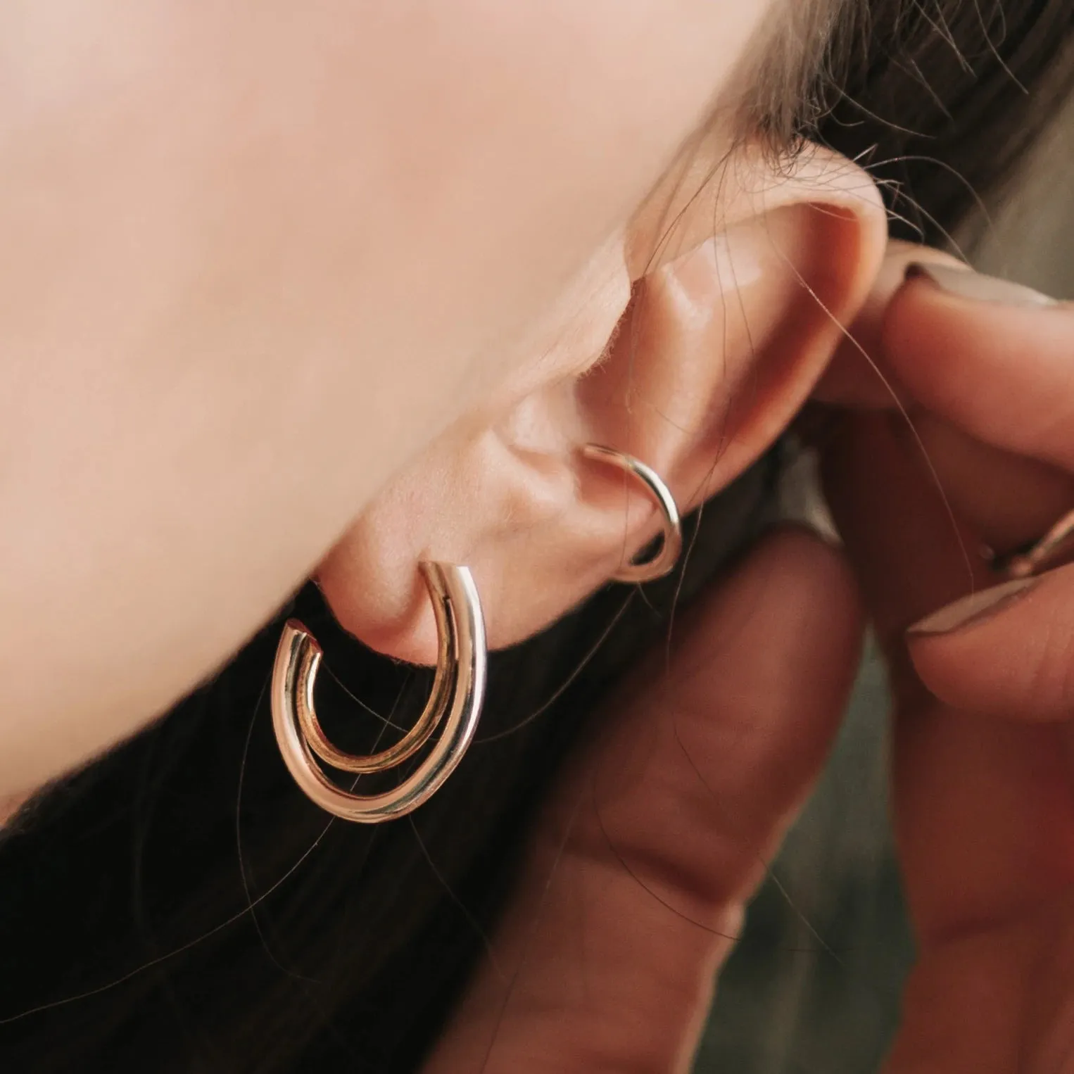 Halo Two-Tone Hoops sold by The Jewelry Edit product image thumbnail 2