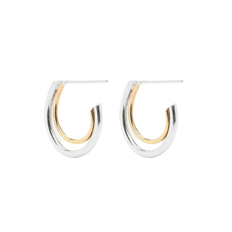 Halo Two-Tone Hoops sold by The Jewelry Edit