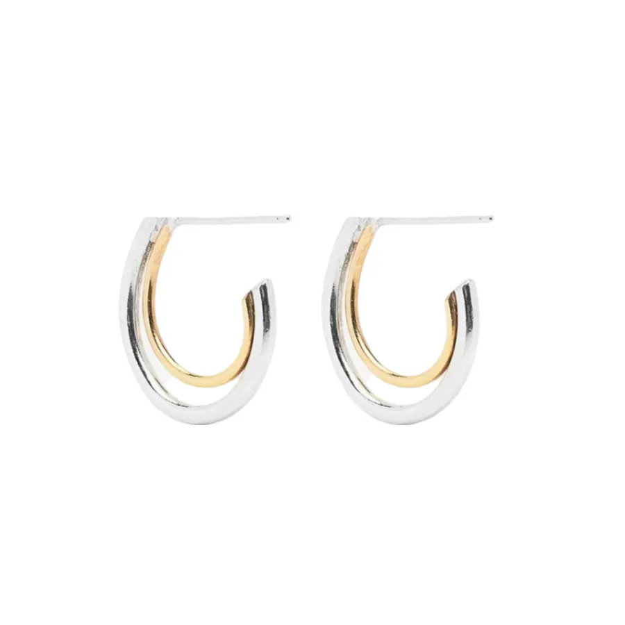 Halo Two-Tone Hoops sold by The Jewelry Edit