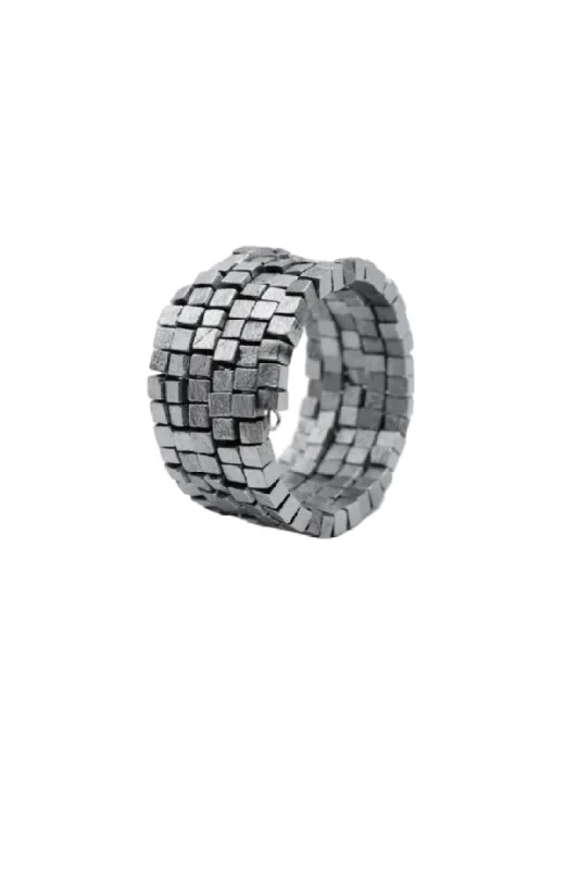 Pashmina Wooden Beads Snake Bracelet Silver sold by The Jewelry Edit