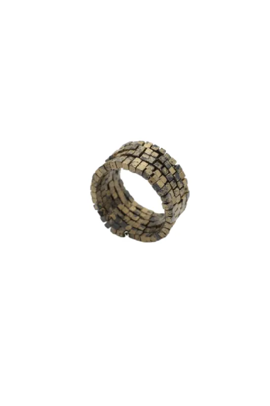 Pashmina Wooden Beads Snake Bracelet Gold/Black sold by The Jewelry Edit