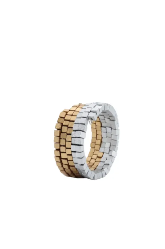 Pashmina Wooden Beads Snake Bracelet Gold/Silver sold by The Jewelry Edit