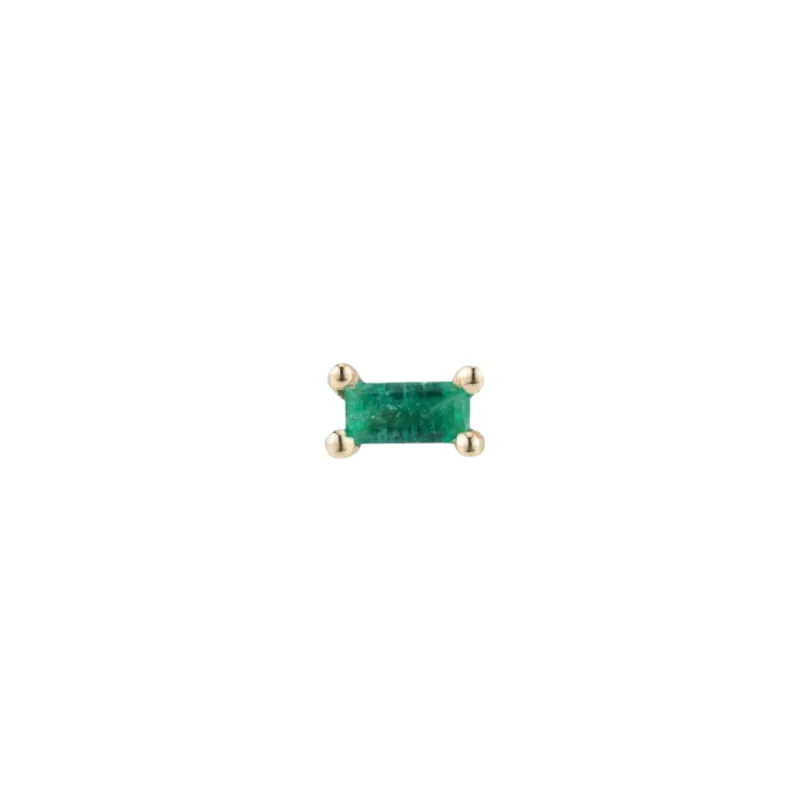Emerald Baguette Stud (Single) sold by The Jewelry Edit