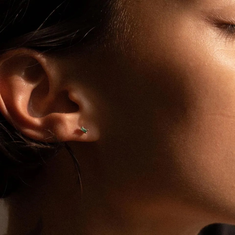 Emerald Baguette Stud (Single) sold by The Jewelry Edit product image thumbnail 2