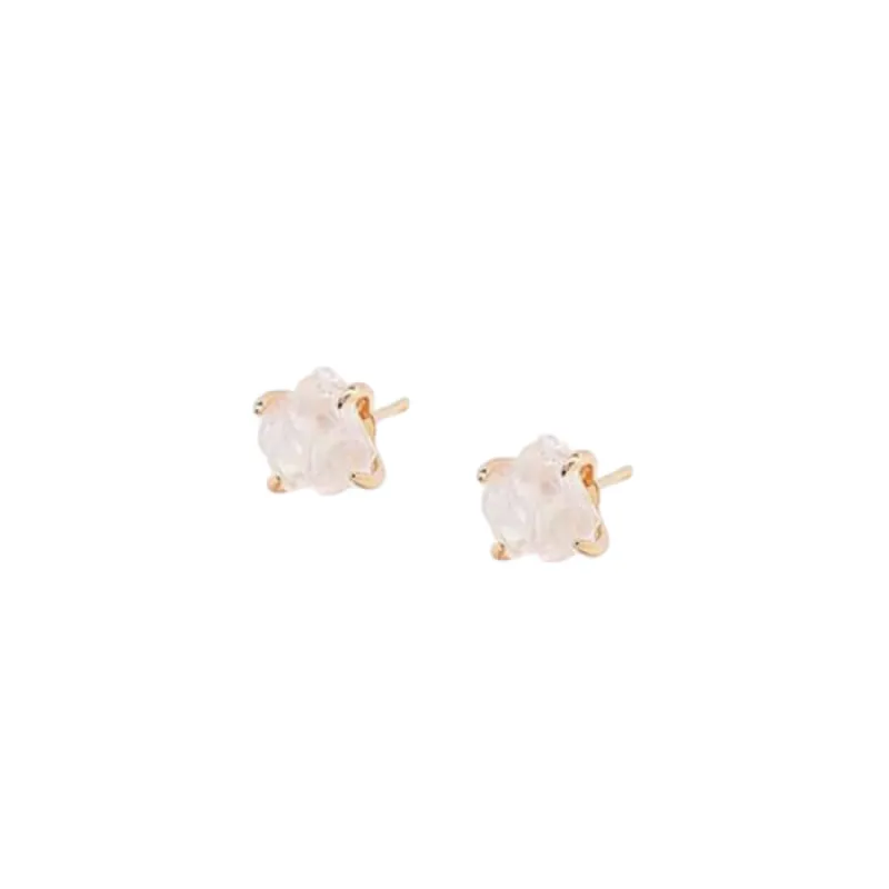Rose Quartz Gold Claw Studs sold by The Jewelry Edit