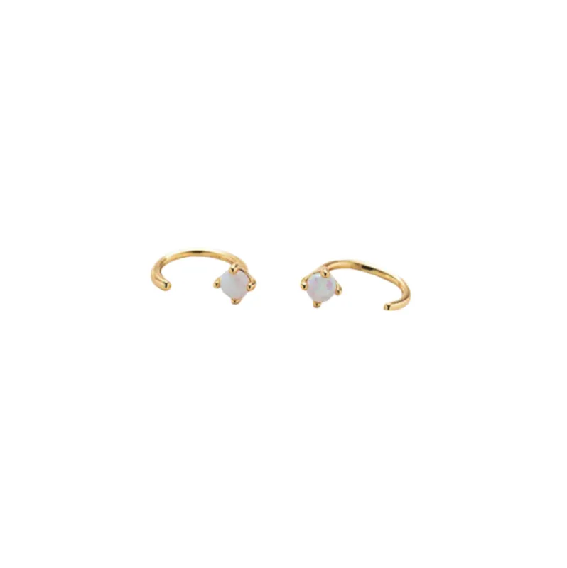Opal Gold Open Hoop Earrings sold by The Jewelry Edit