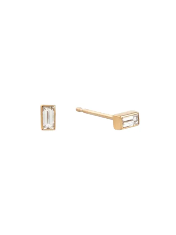 Mini Baguette Gold Studs sold by The Jewelry Edit