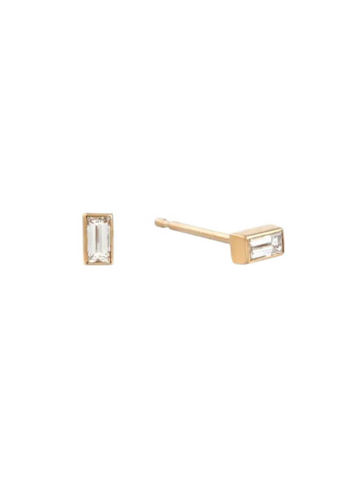 Mini Baguette Gold Studs sold by The Jewelry Edit