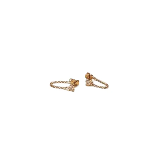 Gold CZ Chain Huggie Earrings sold by The Jewelry Edit