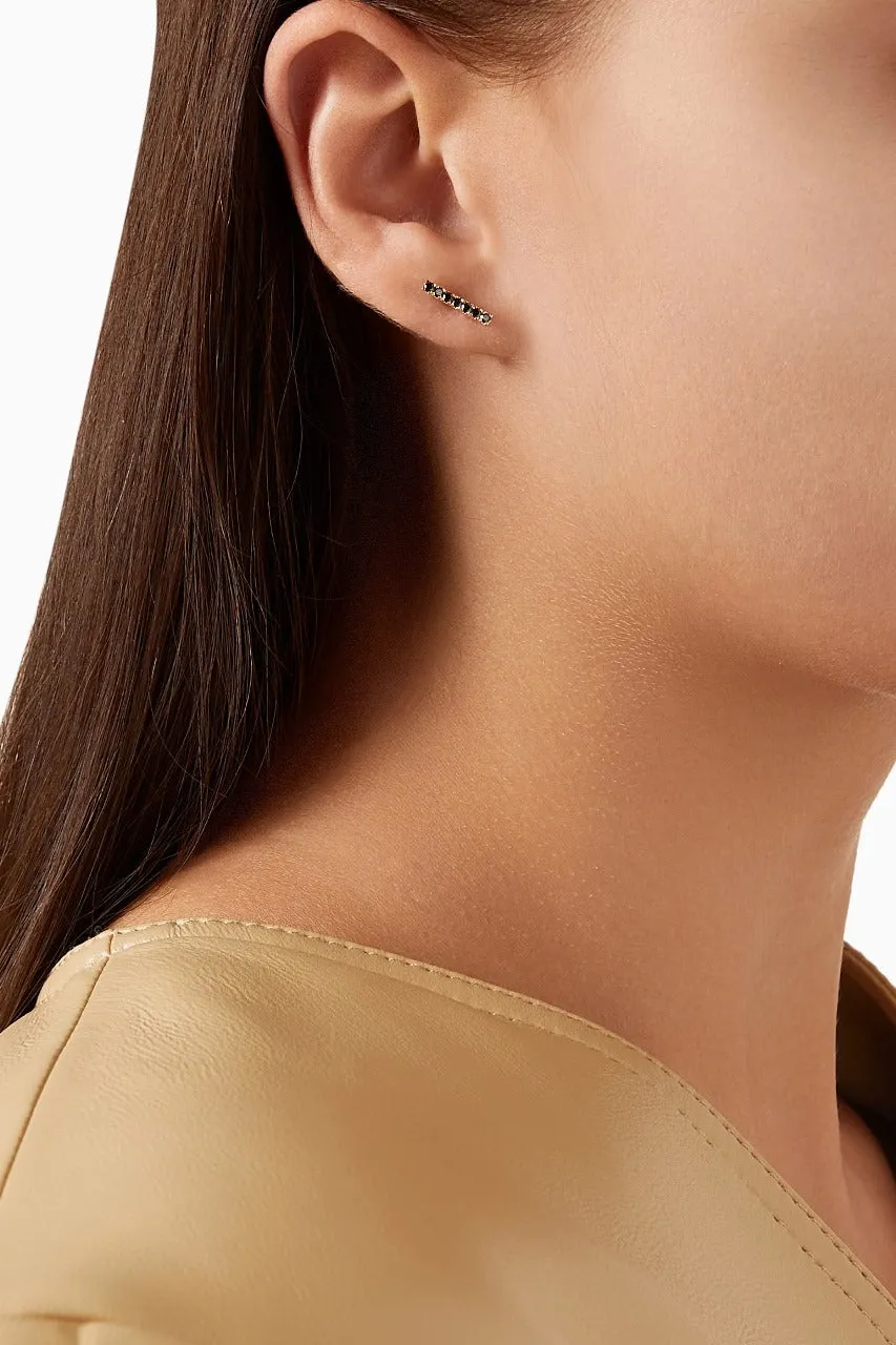 Black Pavé Gold Slim Bar Earrings sold by The Jewelry Edit product image thumbnail 2