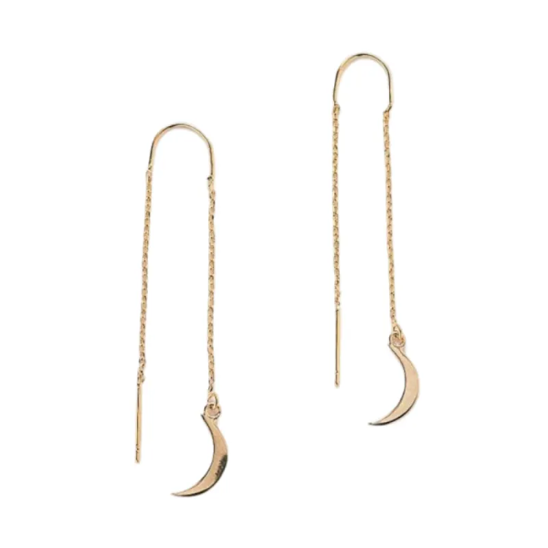 Gold Moon Threader Earrings sold by The Jewelry Edit