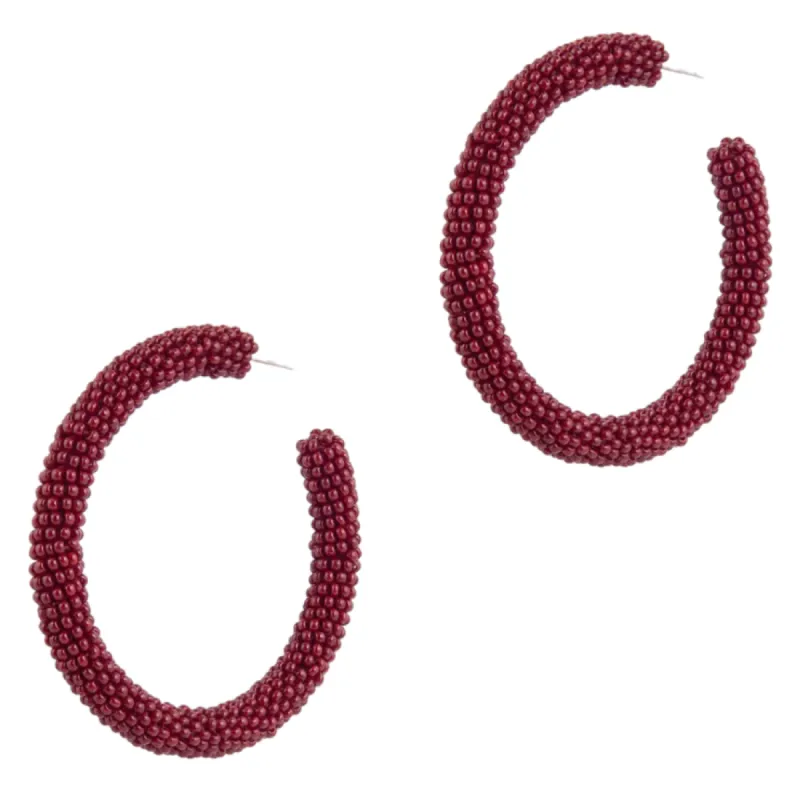 Zaria Hoops Maroon sold by The Jewelry Edit