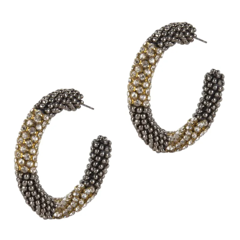 Lana Hoops Gunmetal sold by The Jewelry Edit