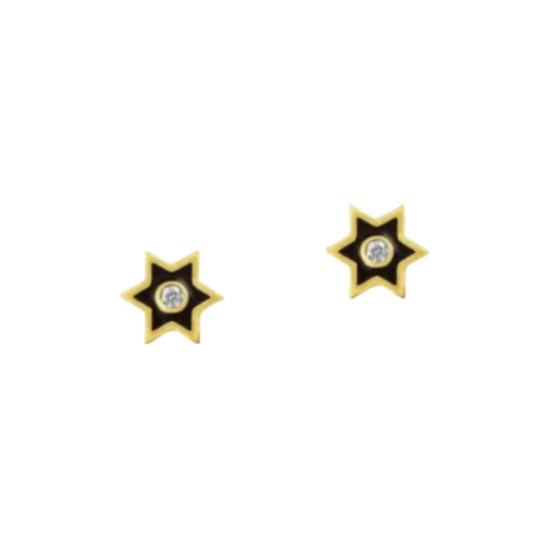 Diwali Mini Star Earrings Black sold by The Jewelry Edit