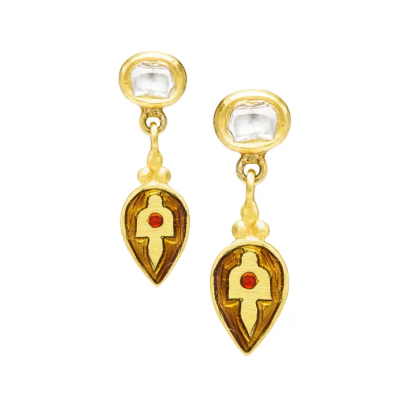Diwali Drop Multi Enamel and Diamond Earrings sold by The Jewelry Edit
