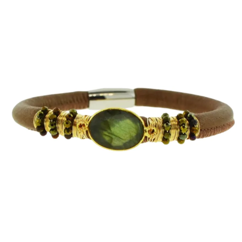 Aroma Bronze Leather Bracelet sold by The Jewelry Edit