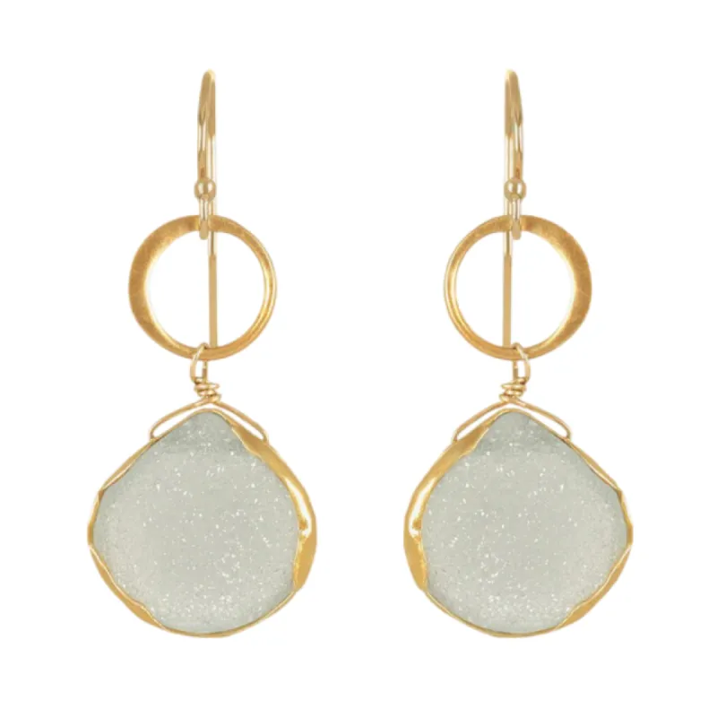 Blue Moon Druzy Earrings sold by The Jewelry Edit