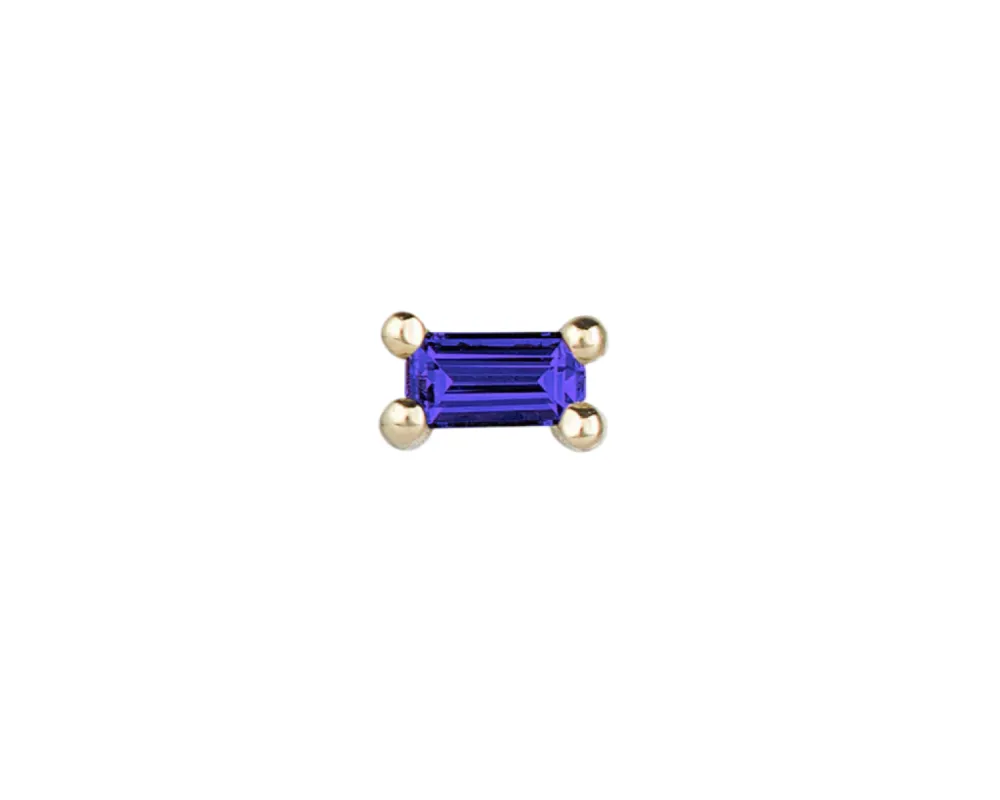Blue Sapphire Baguette Stud (Single) sold by The Jewelry Edit