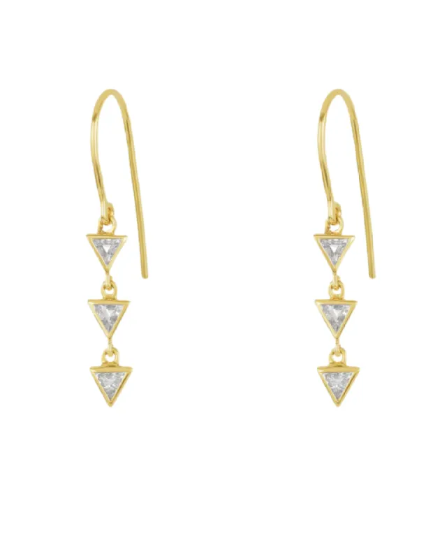 Rasayana Triple Triangle Dangle Earrings sold by The Jewelry Edit