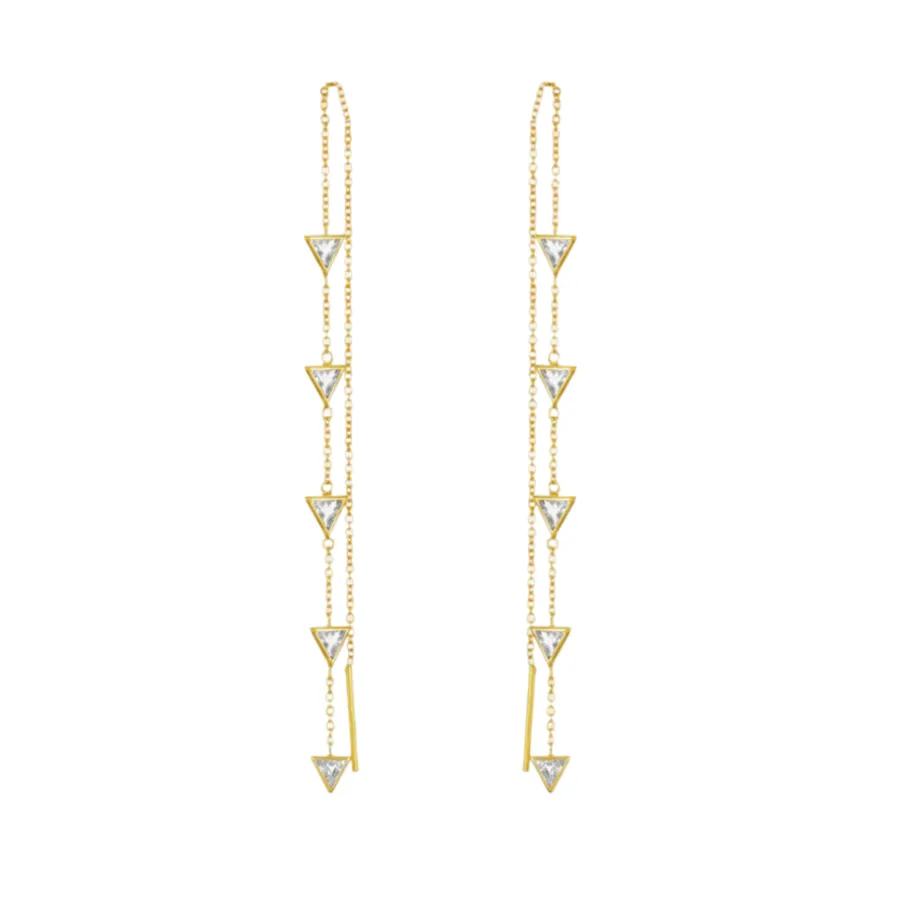 Rasayana Triple Triangle Chain Earrings sold by The Jewelry Edit product image thumbnail 2