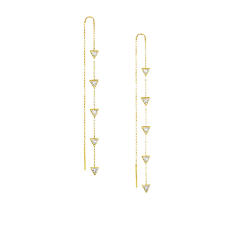 Rasayana Triple Triangle Chain Earrings sold by The Jewelry Edit