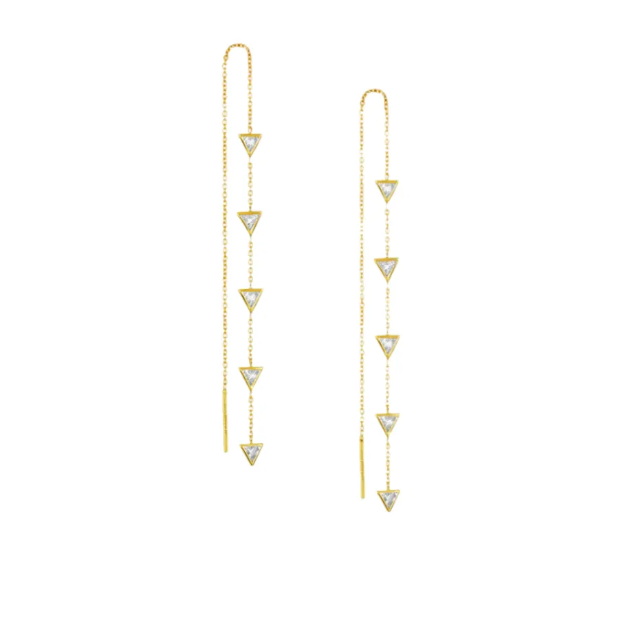 Rasayana Triple Triangle Chain Earrings sold by The Jewelry Edit