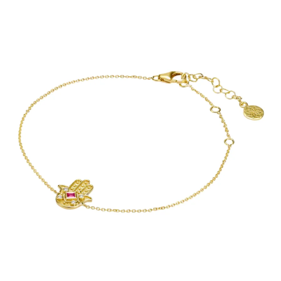 Pink Ruby and Diamond Mystical Hamsa Bracelet sold by The Jewelry Edit product image thumbnail 2