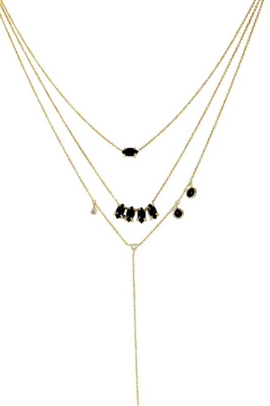 Black Onyx Layered Necklace sold by The Jewelry Edit